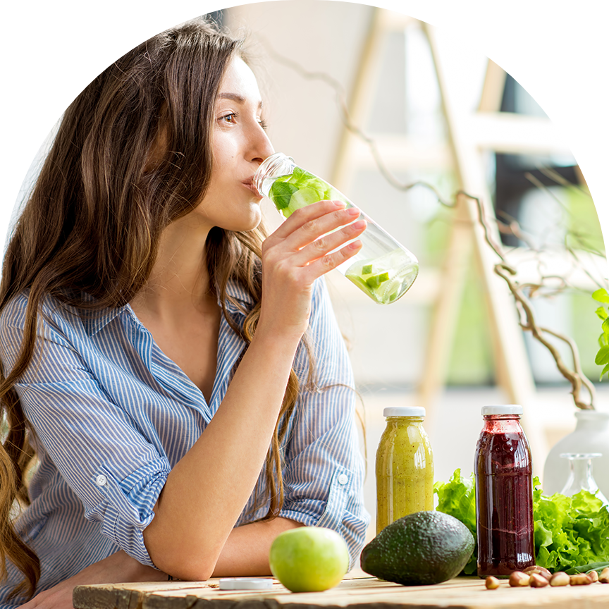 img nutritional services woman drinking juice